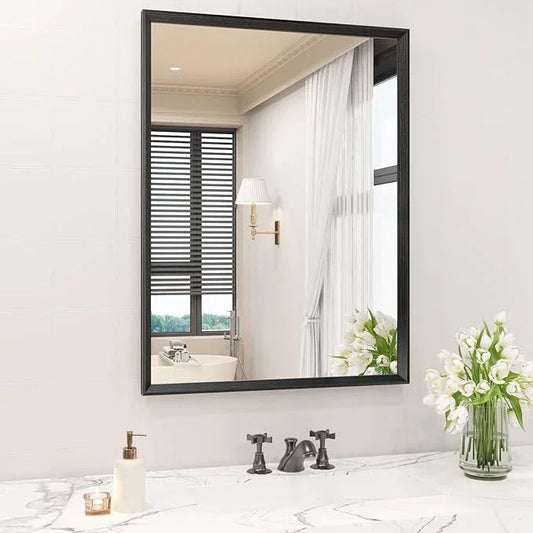 JISOSO 20x30 Inch Bathroom Mirror, Matte Black Framed Rectangle, 4MM Tempered Glass, Anti-Rust, Wall-Mounted Vanity Mirror for Bathroom & Bedroom - Hangs Horizontally or Vertically - ModernBath