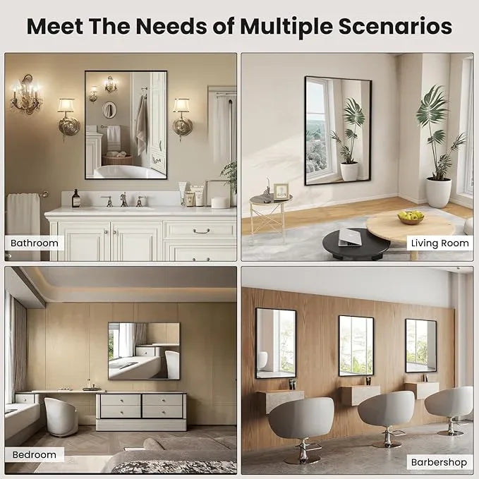 LOAAO Black Bathroom Mirror 22"X30" for Wall, Rectangle Bathroom Vanity Mirror, Hangs Vertically or Horizontally, Easy to Install, Modern Design - ModernBath