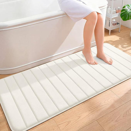 OLANLY Memory Foam Long Bathroom Rugs Runner 59x24, Super Soft Absorbent Bath Mat, Quick Dry, Machine Washable Shower Floor Rugs, Bathmat Carpet, Bathroom Home Decor Accessories, Ivory - ModernBath