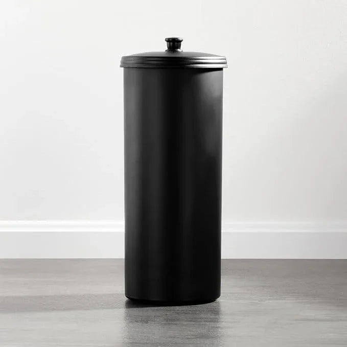 iDesign Freestanding Bathroom Toilet Paper Storage Holder with Lid for 3 Extra Rolls, Matte Black - ModernBath