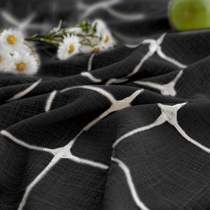 Farmhouse Shower Curtain with Snap-in Liner, No Hooks Needed Fabric Shower Curtains with Tassels for Rustic Bathroom Decor, with Window,with Magnets,Water Repellent&Machine Washable,Black,71x74Inch - ModernBath