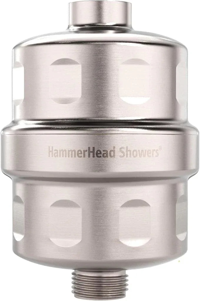 HammerHead Showers® Solid Metal Shower Head Filter – KDF 55 Shower Filter, High Pressure Universal Shower Filters to Remove Toxic Chemicals – Removes Chlorine and Heavy Metals – Brushed Nickel - ModernBath