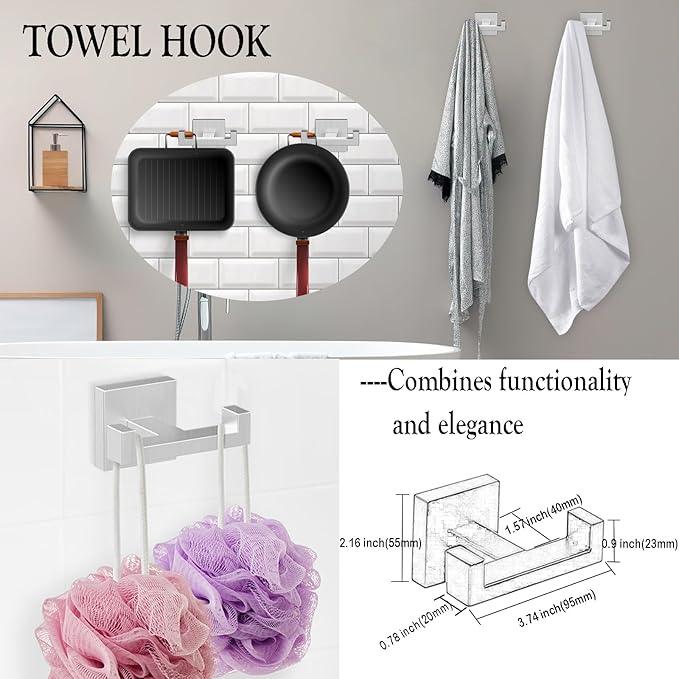 BOZWELL 5 Piece Brushed Nickel Stainless Steel Towel Bar Set, 23.6 inch Square Bathroom Hardware Accessories Set,Wall Mounted Towel Racks for Bathroom - ModernBath