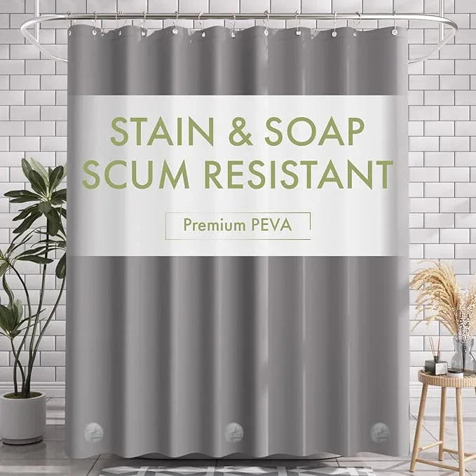 AmazerBath Shower Curtain Liner, 72x78 Grey Shower Curtain Liner, Cute Plastic Shower Curtain Liners, Lightweight Waterproof PEVA Gray Shower Curtains for Bathroom with Magnets and 12 Grommet Holes - ModernBath