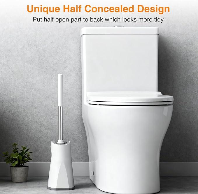 Lefree Toilet Brush and Holder Set, Bathroom Cleaner Brush Set, Curved Design, Non-Slip Handle Toilet Bowl Brush with Curved Bristle for Dead Corner Clean, RV Bathroom Accessories Toilet Scrubber - ModernBath