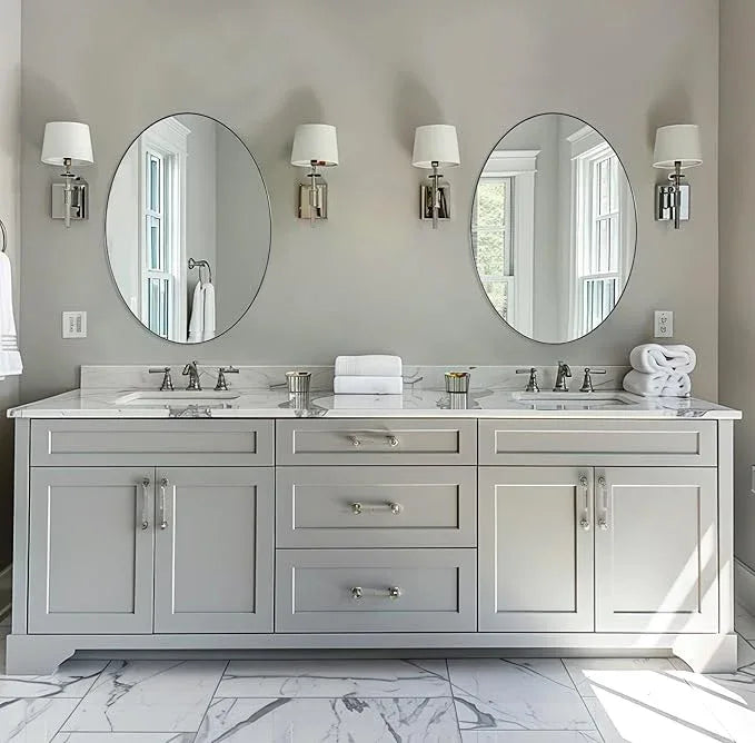 ANDY STAR Chrome Bathroom Mirror, Oval Bathroom Mirror 22 x 30 Inch, Polished Chrome Oval Wall Mirror for Bathroom, Oblong Pill Shaped Mirror Stainless Steel Frame Wall Mount Horizontal or Vertical - ModernBath