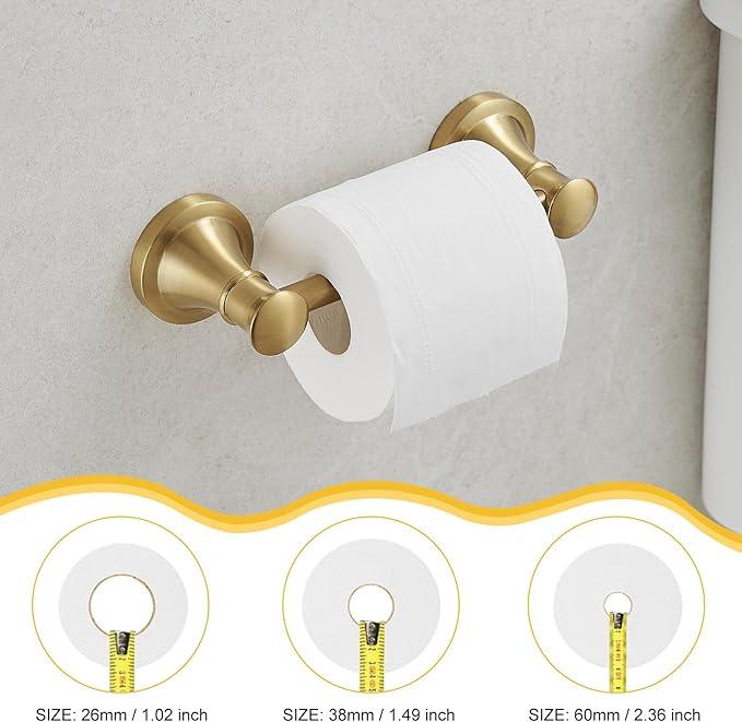 BESy Wall Mounted Toilet Paper Roll Holder Rustproof Tissue Paper Holder Bathroom Flexible Pivoting Tissue Handle Toilet Tissue Roll Holder, Brushed Gold, Stainless Steel - ModernBath
