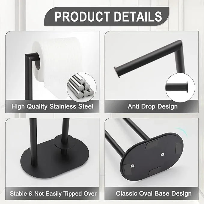 Black Toilet Paper Holder is Crafted from Premium Metal Material,ensuring it Remains Rust-Proof and Durable Over Years of use. - ModernBath