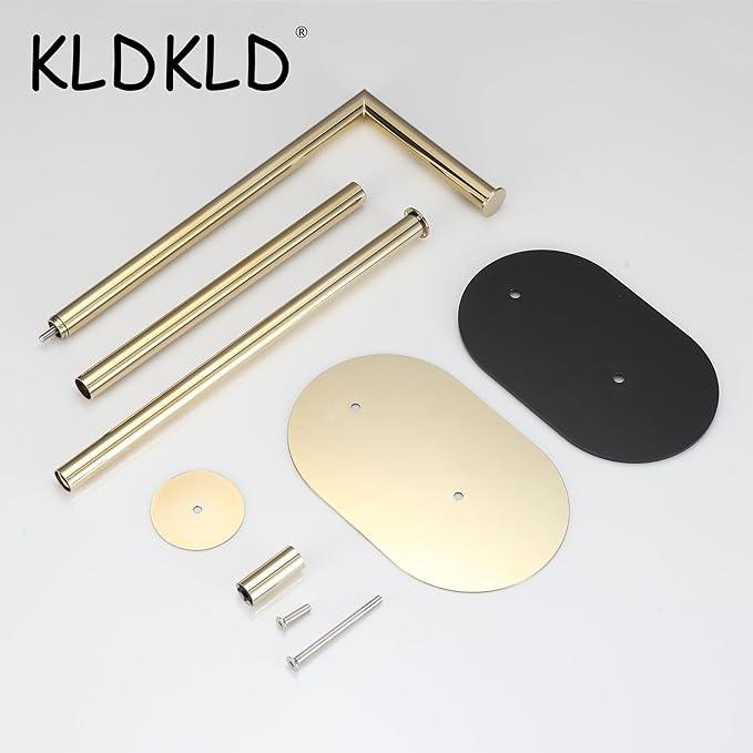 Gold Freestanding Toilet Paper Holder with Reserve for Bathroom with Weighted Base, Modern Tissue Roll Holder Stand - ModernBath