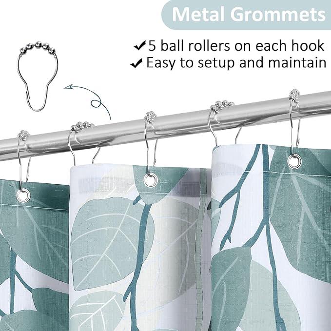 BOODII Light Blue Shower Curtain for Bathroom Botanical Eucalyptus Nature Eucalyptus Shower Curtain Set Floral Leaves Waterproof Bathroom Bath Curtains with Hooks 72x72 - ModernBath