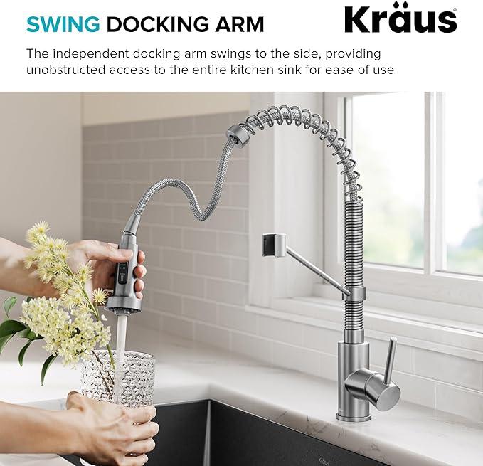 KRAUS Bolden 2-Function Single Handle Pull Down Kitchen Faucet, Commercial Style Stainless Steel/Chrome, KPF-1610SSCH - ModernBath