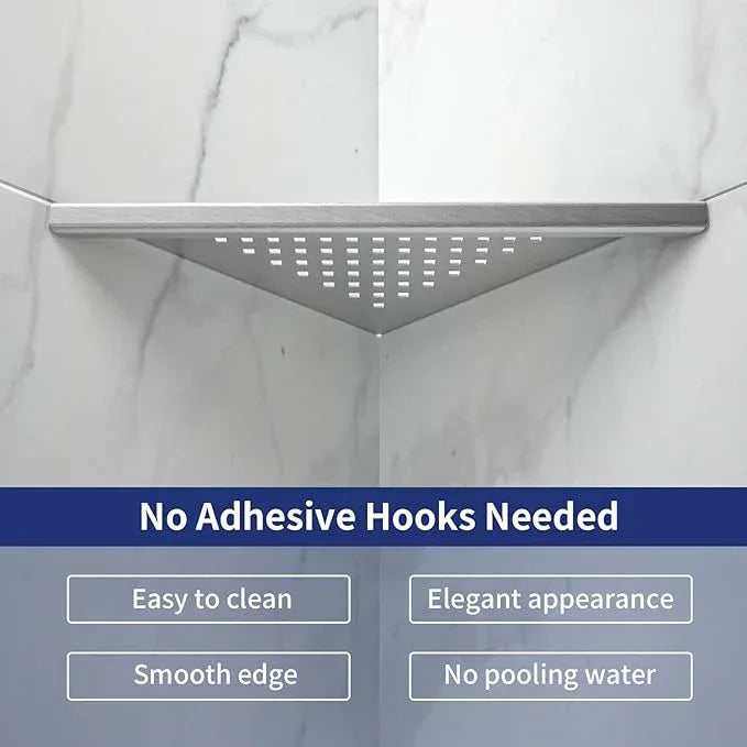8'' Corner Shower Shelf 2 Pack, 304 Stainless Steel Grout in Shelves for Tiled Wall, Recessed Bathroom Shelf Rack, No Drilling Needed (8'', Silver) - ModernBath