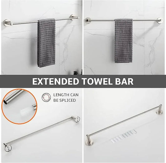 BGL Bathroom Accessory Set Brushed Nickel 4-Pieces Bathroom Towel Rack 24 Inches Adjustable Bathroom Hardware Set - ModernBath