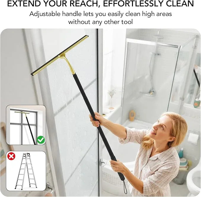 Shower Squeegee with Long Handle, 15-51" Telescopic Squeegee for Window Cleaning, Window Squeegee for Glass Doors, Extendable Window Cleaner Tool for Tile Walls, Sliding Door, Floor, Car Windshield-GD - ModernBath