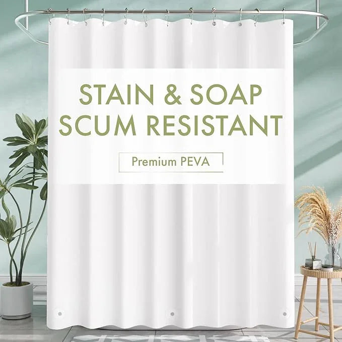 AmazerBath Shower Curtain Liner, 72x72 Plastic White Shower Curtain Liner, Cute Waterproof PEVA Shower Curtains, Lightweight Shower Curtains for Bathroom with Magnets and 12 Grommet Holes - ModernBath