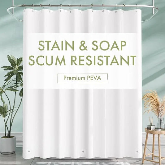 AmazerBath Shower Curtain Liner, 72x72 Plastic White Shower Curtain Liner, Cute Waterproof PEVA Shower Curtains, Lightweight Shower Curtains for Bathroom with Magnets and 12 Grommet Holes - ModernBath