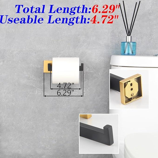 GERZWY Bathroom Toilet Paper Holder Stainless Steel Tissue Paper Roll Holder Wall Mount (Black & Gold) FG1605-BD - ModernBath