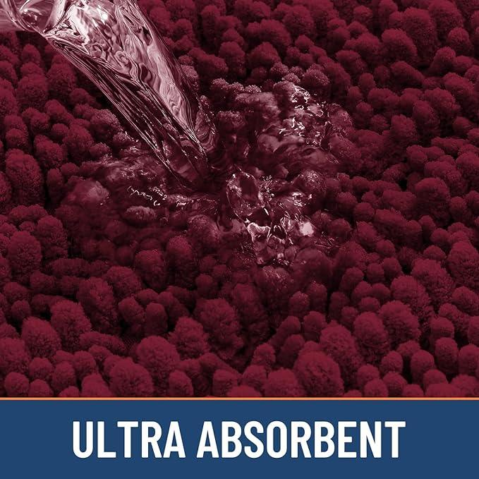 Smiry Bathroom Rugs Mat 44x24, Extra Soft Absorbent Chenille Bath Rugs, Non Slip Rubber Backing Machine Washable Quick Dry Bath Mats for Bathroom Floor, Tub, Shower, Home Decor Accessories, Burgundy - ModernBath