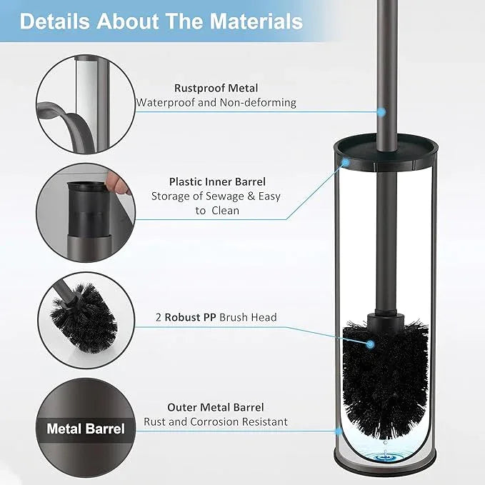 BGL Gunmetal Grey Toilet Brush and Holder,Stainless Steel Toilet Brushes for Bathroom with Holder - ModernBath