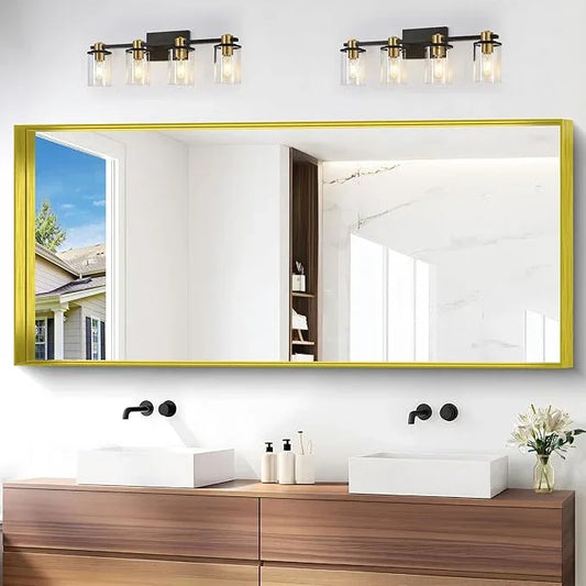 NIMURY Gold Bathroom Mirror, 72x30 Inch Rectangular Framed Mirror, Large Wall Mounted Bathroom Vanity Mirror Over Sink for Bedroom,Restroom, Living Room, Hangs Vertically or Horizontally - ModernBath