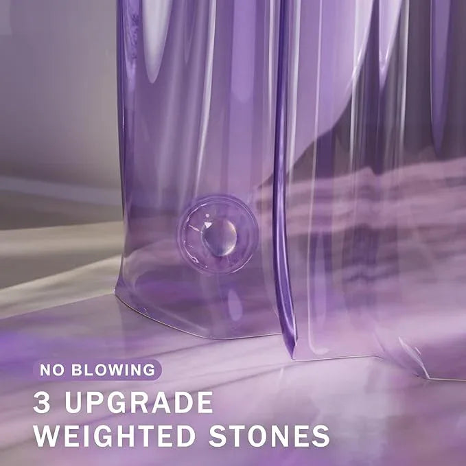 AmazerBath Purple Shower Curtain Liner Luxury, EVA Soft Clear Heavy Duty Shower Curtain and Liner 2-in-1, 72x72 Plastic Weighted Bathroom Liner, 12 Rustproof Grommets & 3 Heavyweight Stones - ModernBath