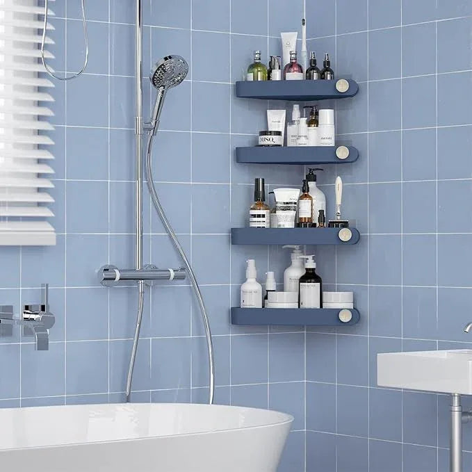Sotfamily Shower Caddy Corner, 4 Pack Adhesive Corner Shower Shelves for Bathroom Organizers and Storage, Rust Free Plastic Rack for Bathroom Accessories & Decor, Navy - ModernBath