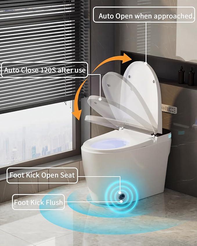 TOTTE Luxury Smart Toilet with Bidet, Hands-Free with Auto Open/Close Lid & Self-Cleaning Bowl | Adaptive Warm Water Wash & Heated Seat, Built-in Aroma, One-Piece Elongated Design - ModernBath