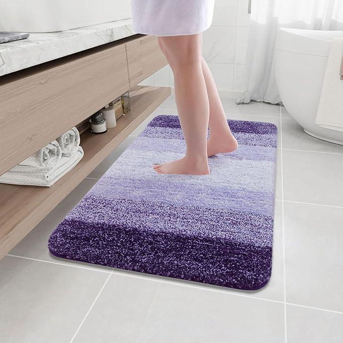 Arotive Microfiber Bathroom Rugs, Shaggy Soft and Absorbent Bath Rug, Non-Slip, Thick Plush Machine Washable Dry Bath Mats for Bathroom, Tub and Shower, 40x24, Dark Purple, Rectangular - ModernBath