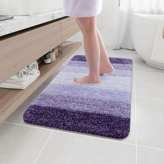 Arotive Microfiber Bathroom Rugs, Shaggy Soft and Absorbent Bath Rug, Non-Slip, Thick Plush Machine Washable Dry Bath Mats for Bathroom, Tub and Shower, 40x24, Dark Purple, Rectangular - ModernBath
