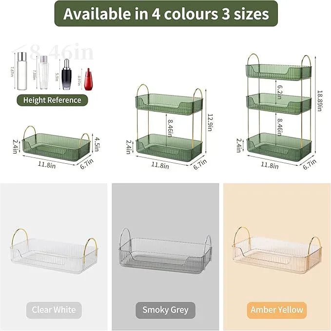 YCIA&DONE Bathroom Organizer Countertop, Makeup Storage, Skincare Cosmetic Tray Shelf, Perfume Holder Rack for Vanity Counter, Large Capacity, Easy to Install, Clean, 1 Tier, Vintage Green - ModernBath