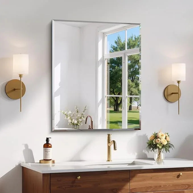 CILIBER Beveled Mirror, 24x30 Frameless Beveled Bathroom Mirrors for Wall, Upgraded Shatterproof Rectangle Vanity Mirror with Beveled Edge for Bathroom, Bedroom, Living Room and Entryway - ModernBath