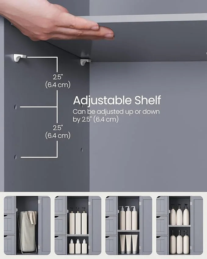 VASAGLE Floor Storage Cabinet, Freestanding Storage Unit with 3 Drawers, 1 Adjustable Shelf, for Bathroom Living Room Dining Kitchen, 11.8 x 23.6 x 31.5 Inches, Dove Gray UBBC049G02 - ModernBath