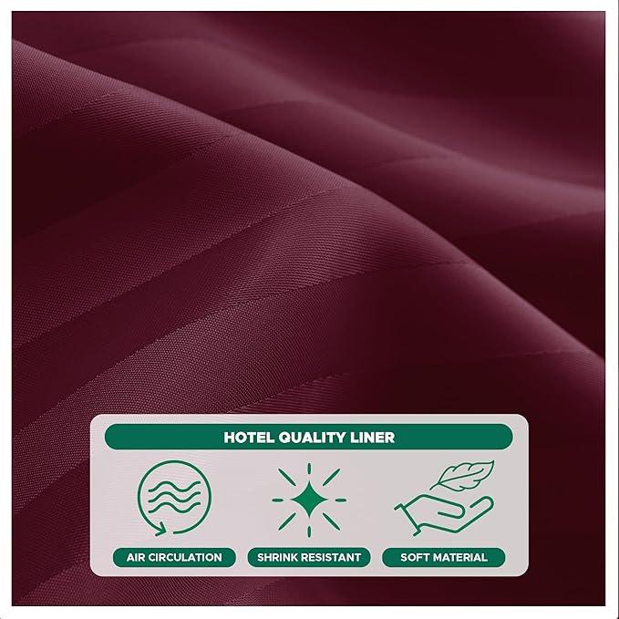 Biscaynebay Fabric Shower Curtain or Liner 72" by 72", Burgundy Water Repellent Damask Stripes Bathroom Curtains Machine Washable - ModernBath
