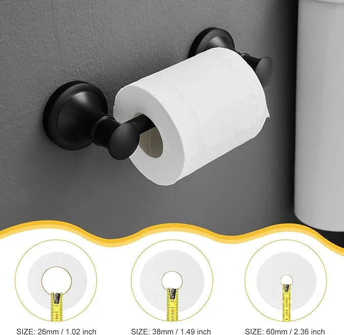 BESy Wall Mounted Toilet Paper Roll Holder Rustproof Toilet Tissue Holder Bathroom Flexible Pivoting Handle Tissue Roll Holder, Matte Black, Stainless Steel - ModernBath
