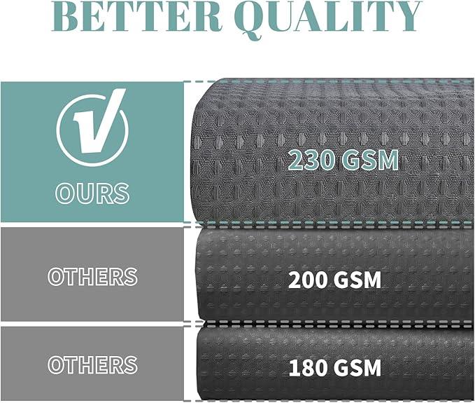 eachope Charcoal Grey Long No Hook Waffle Weave Shower Curtain with snap-in Liner Replacement, 230GSM Waterproof Fabric Hotel Shower Curtain Set for Bathroom, Through Mesh Top Window,71Wx80H - ModernBath