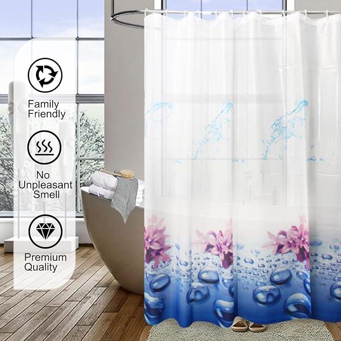 TIKABC Shower Curtain Liner, 4G PEVA Shower Liner, Plastic Waterproof Shower Curtains, 72x72 inch with Grommet Holes 3 Magnetic Weights - ModernBath
