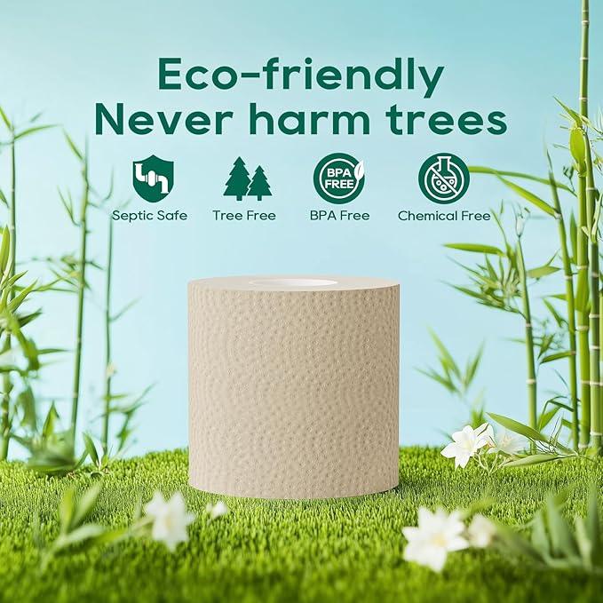 ECOLipak Bamboo Toilet Paper 3 Ply, Septic Safe Toilet Tissue, 12 Double Rolls, 320 Sheets Per Roll, Tree Free, Non Toxic, Soft and Absorbent, Eco Friendly Dye-Free Paper, Brown - ModernBath