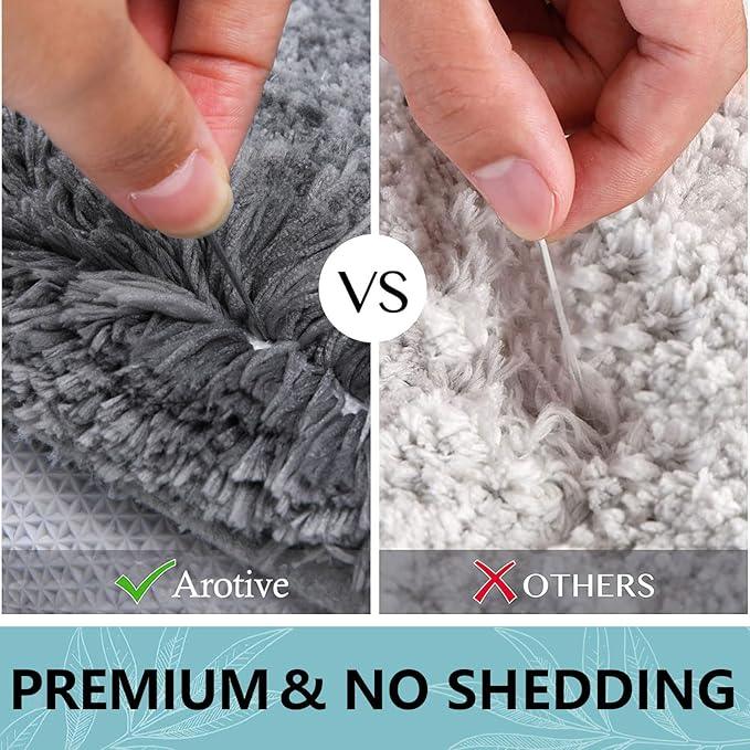 Arotive Microfiber Bathroom Rugs, Shaggy Soft and Absorbent Bath Rug, Non-Slip, Thick Plush Machine Washable Dry Bath Mats for Bathroom, Tub and Shower, 40x32, Grey, Rectangular - ModernBath