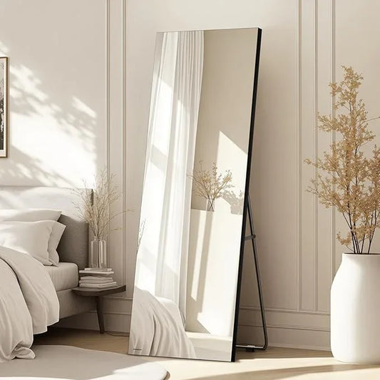 Kosmonia 58x18 Frameless Full Length Silver Coating Mirror w/Distortion Free, HD Reflection &Anti Desilvering, Tempered Glass & Shatter Proof Film Doubling Safety, Easy Setup w/Stand, Wall/Standing - ModernBath