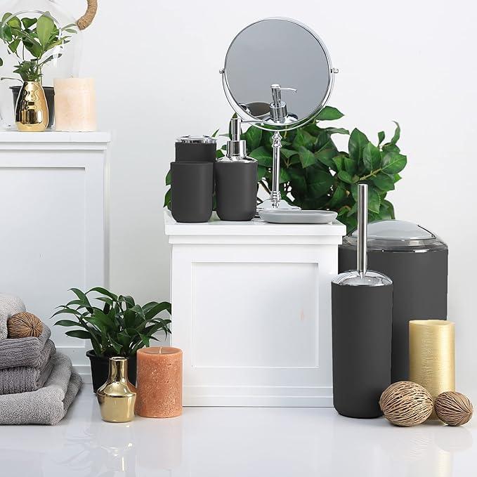 Moss & Stone 6-Piece Bathroom Accessories Set, Includes Soap Dispenser, Toothbrush Holder, Toothbrush Cup, Soap Dish, Complete Black Bathroom Decor Set - ModernBath