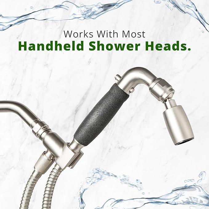 High Sierra® - Solid Metal Standard Handheld Shower Holder. Brushed Gold Finish - ModernBath
