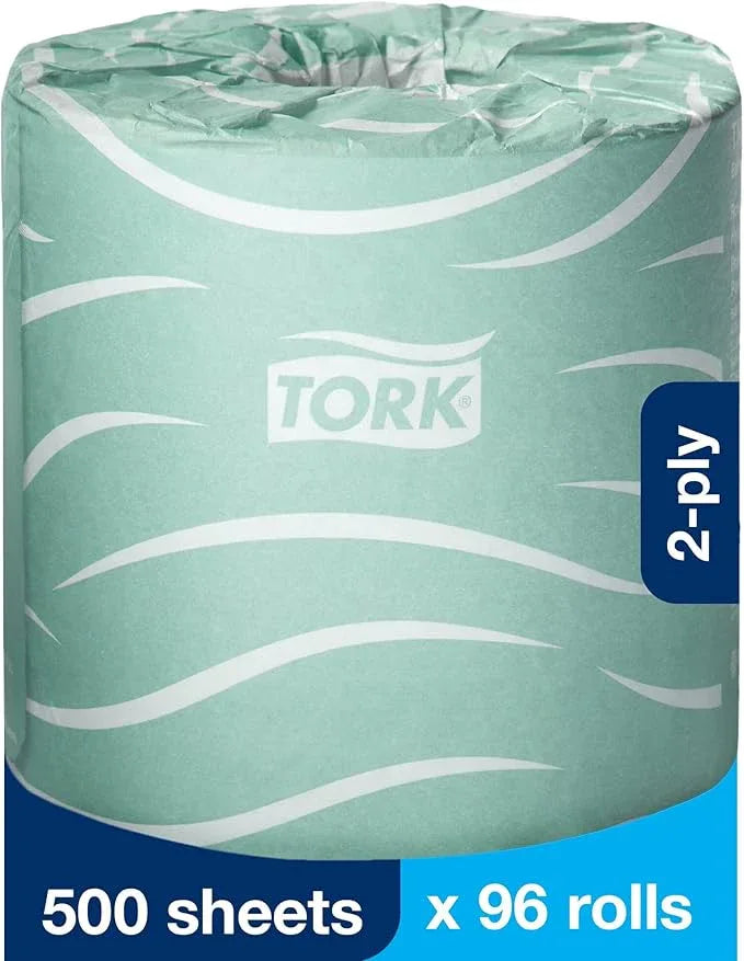 Tork Septic Safe Toilet Paper, White, 2-Ply 100% Recycled, Eco-Friendly, T24 Compatible 96 Rolls x 500 Sheets (TM1616S) - ModernBath