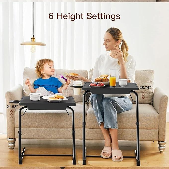 HUANUO Adjustable TV Tray Table - TV Dinner Tray on Bed & Sofa, Comfortable Folding Table with 6 Height & 3 Tilt Angle Adjustments (Black) - ModernBath