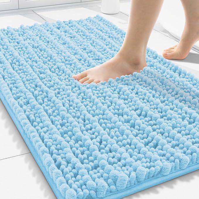 Smiry Bathroom Rugs Mat 30x20, Extra Soft Absorbent Chenille Bath Rugs, Non Slip Rubber Backing Machine Washable Quick Dry Bath Mats for Bathroom Floor, Tub, Shower, Home Decor Accessories, Sky Blue - ModernBath