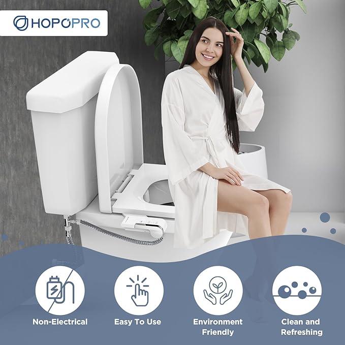 HOPOPRO Bidet Attachment for Toilet, Non-Electric Bidet Ultra-Slim Dual Nozzle (Feminine/Rear Wash), Cold Water Bidets Sprayer for Existing Toilets with Adjustable Pressure Control 1-Min Install - ModernBath
