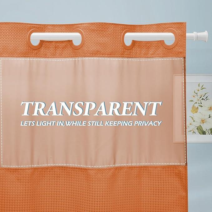 EUTXL Burnt Orange Stall No Hook Shower Curtain with Snap in Liner,230GSM Waffle Weave Shower Curtains for Bathroom,54W x 80H - ModernBath