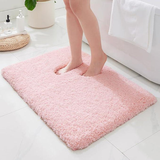 ILANGO Dark Pink Bathroom Rugs 24" × 17" Small Non Slip & Super Absorbent Extra Thick Soft, Washable Bath Mat for Floor, Microfiber Plush Shaggy Bath Rug with Rubber for Bathtub Shower Room Sink - ModernBath