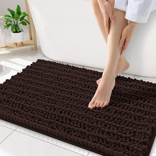 Smiry Bathroom Rugs Mat 34x21, Extra Soft Absorbent Chenille Bath Rugs, Non Slip Rubber Backing Machine Washable Quick Dry Bath Mats for Bathroom Floor, Tub, Shower, Home Decor Accessories, Brown - ModernBath