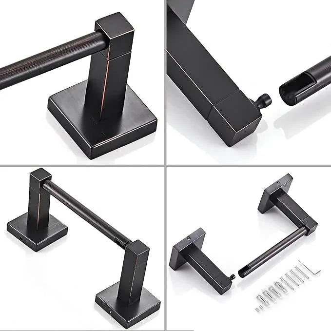 Ruacq Toilet Paper Holder Oil Rubbed Bronze-Toilet Paper Holder Wall Mount Double Post Pivoting Square-Toilet Tissue Roll Holder Rustproof Stainless Steel - ModernBath