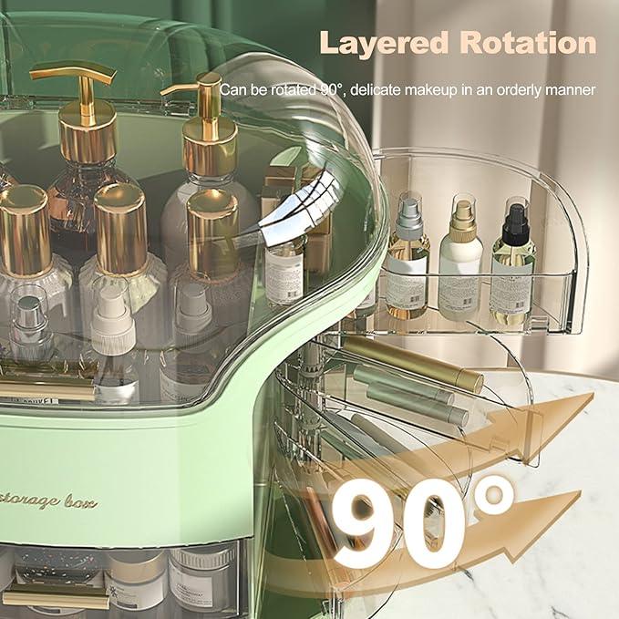 Ergocar Portable Light Luxury Series Multi-Function Make Up Case Dustproof Cosmetic Storage, Skin Care Products Jewelry Organizer Lipstick Box - White - ModernBath